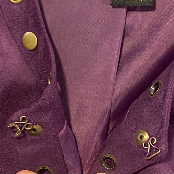 Trenz Purple Faux Suede Studded Open Front Jacket Size Medium - Picture 7 of 10